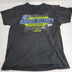 Nascar #9 Chase Elliott Dual Black Short Sleeve Racing T-Shirt Men's Size M